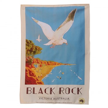Tea Towel | Seaside + Seagull | Black Rock | Cotton